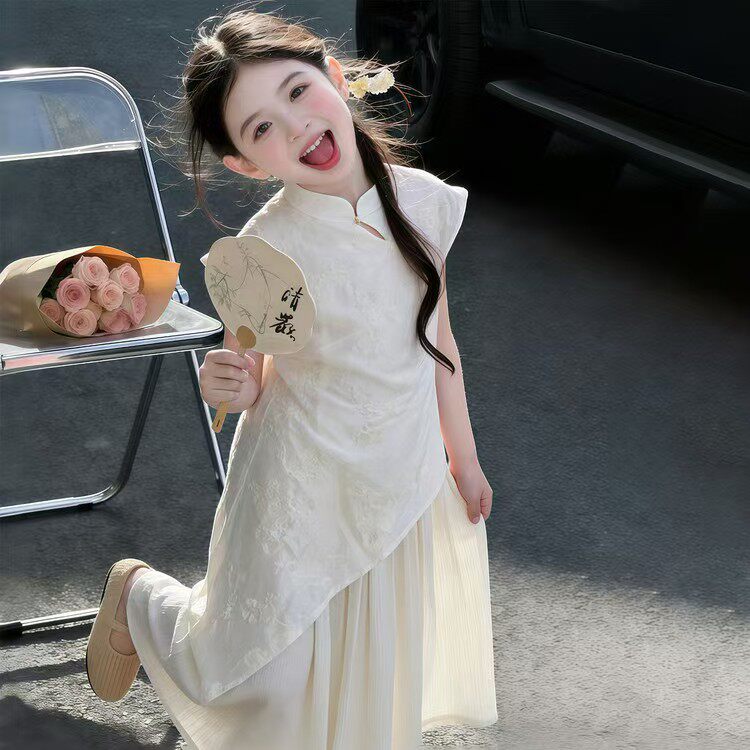 女童新中式旗袍裙夏季新款女孩国风连衣裙唐装汉服六一儿童演出服