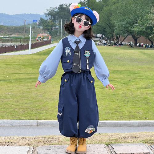 男女童套装疯狂动物城尼克狐狸演出服春秋朱迪警官儿童cos服装