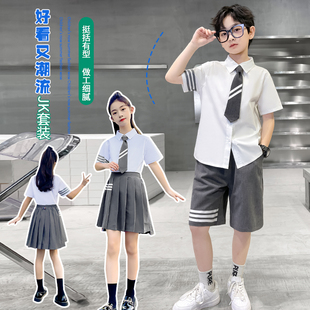 男女童夏季套装表演服儿童校服男孩演出服舞台服王心凌同款JK制服