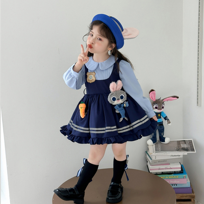 男女童疯狂动物城尼克狐狸演出服女童朱迪裙子兔子警官儿童cos服
