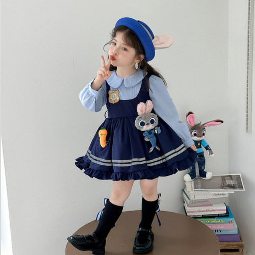 男女童疯狂动物城尼克狐狸演出服女童朱迪裙子兔子警官儿童cos服