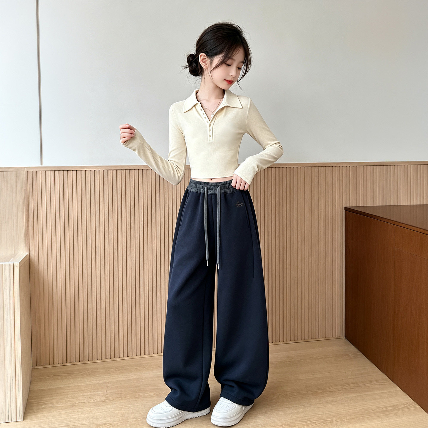 女童加绒裤子冬季新款儿童阔腿裤中大童直筒裤休闲保暖女孩长裤潮
