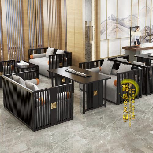 美容院新古典风欧式双人布艺沙发