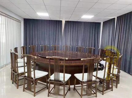 新中式大圆桌酒店实木餐桌椅组合茶楼沙发2米电动饭店18人宴会桌