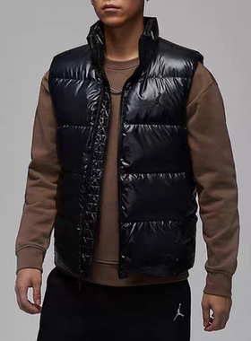 耐克Nike JORDAN男子防风保暖亮面立领运动休闲羽绒马甲FV7274