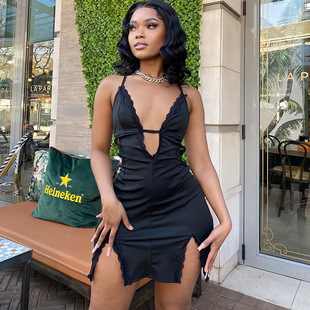 Sexy Lingerie Women's Summer Black Night Dress Mini Dresses