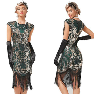 1920s Beaded Fringed Lady Gatsby Dresses Great Dress Flapper