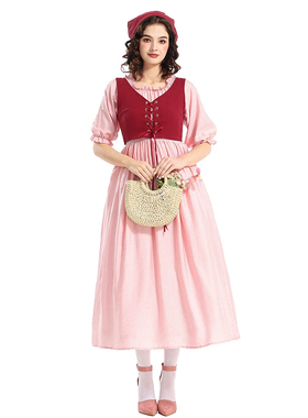 Cottagecore Pink Milkmaid Costume Dress 万圣节女裙 Halloween