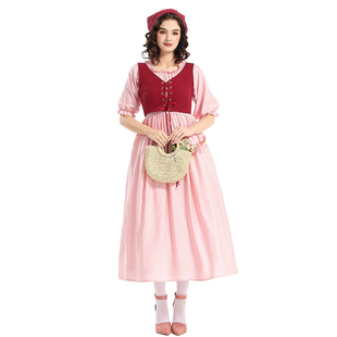 Cottagecore Pink Milkmaid Costume Dress 万圣节女裙 Halloween