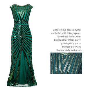 1920s Sequin Mermaid Womens Formal Dress Gatsby Gown Evening