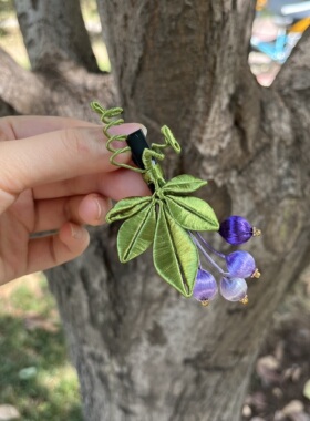葡萄缠花发夹可爱百搭儿童古风