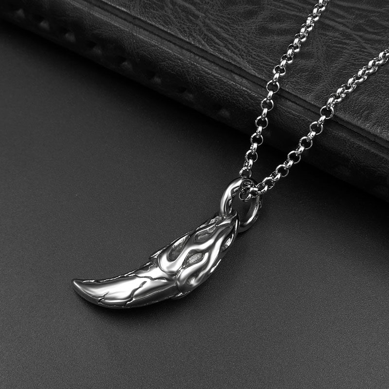 AH7钛钢复古个性狼牙男士吊坠项链 霸气时尚潮流男款生日礼物饰品