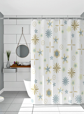 卫生间加厚peva环保浴帘防水防霉浴帘杆套装防水布免打孔浴室隔断