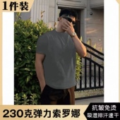 训练半袖 深灰色美式 高级感修身 健身运动小领口短袖 正肩t恤男夏季