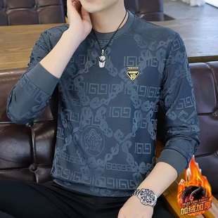 中山卫衣男士秋冬季加绒圆领卫衣潮牌长袖男秋冬季2025上衣服外套