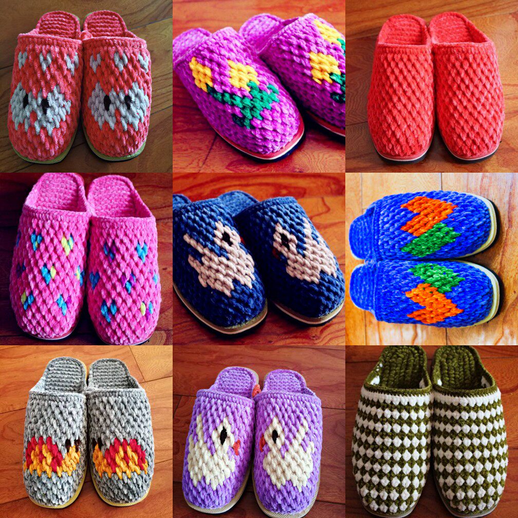 纯手工毛线拖鞋手工编织鞋光泽绒毛线秋冬保暖拖鞋粗毛线防滑成品