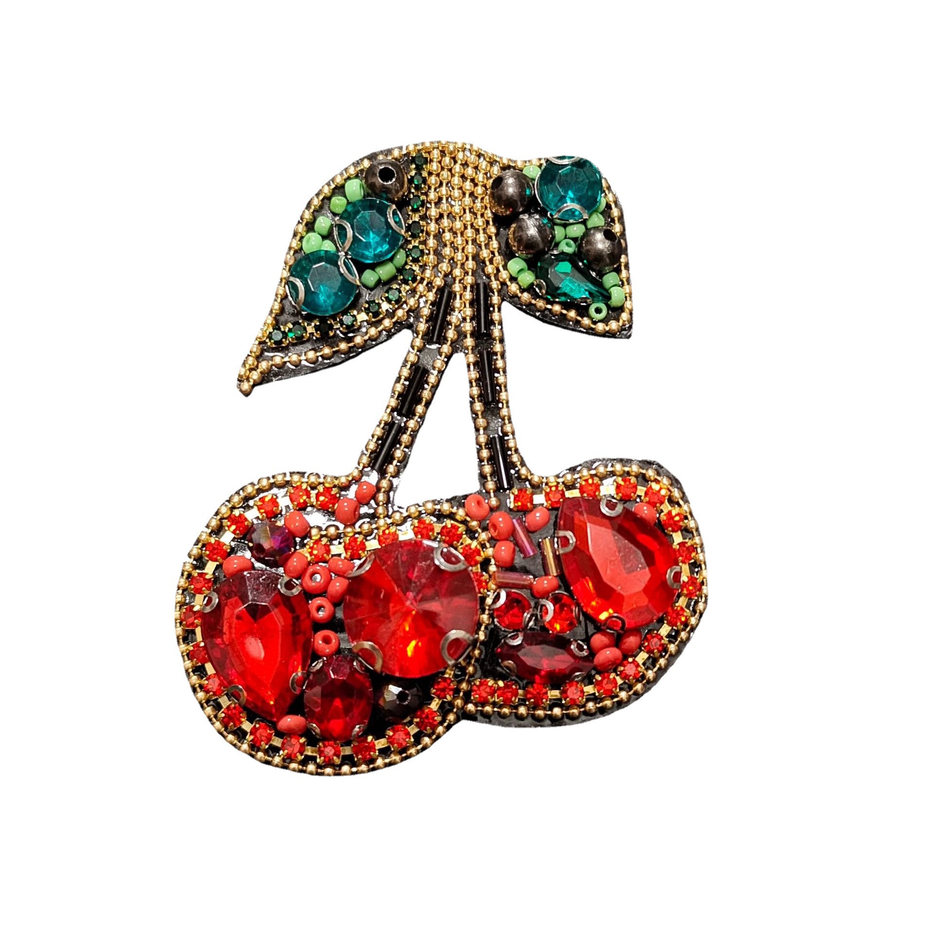 樱桃新款粘钻布贴diy包包卫衣服装辅料刺绣贴破洞自粘补丁贴