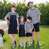 一家三口四口短袖 夏季 t恤套装 全家家庭2026新款 母女洋装 亲子装