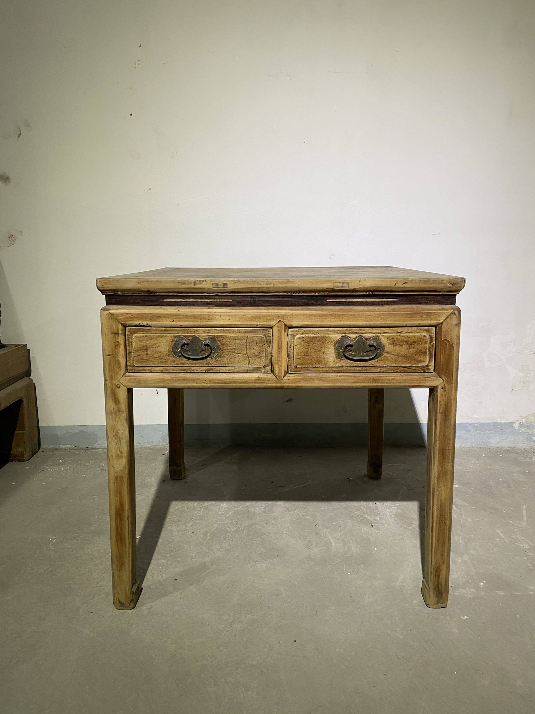 清代水楠木独面四抽方桌 老物件老家具古玩古董收藏古典明清