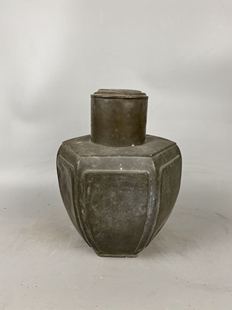 清代锡制六角形茶叶罐古玩古董收藏摆件摆设明清古典中式