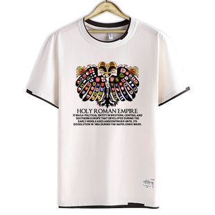 神圣罗马帝国德意志日耳曼国家标志假两件短袖t恤衫男女纯棉半袖