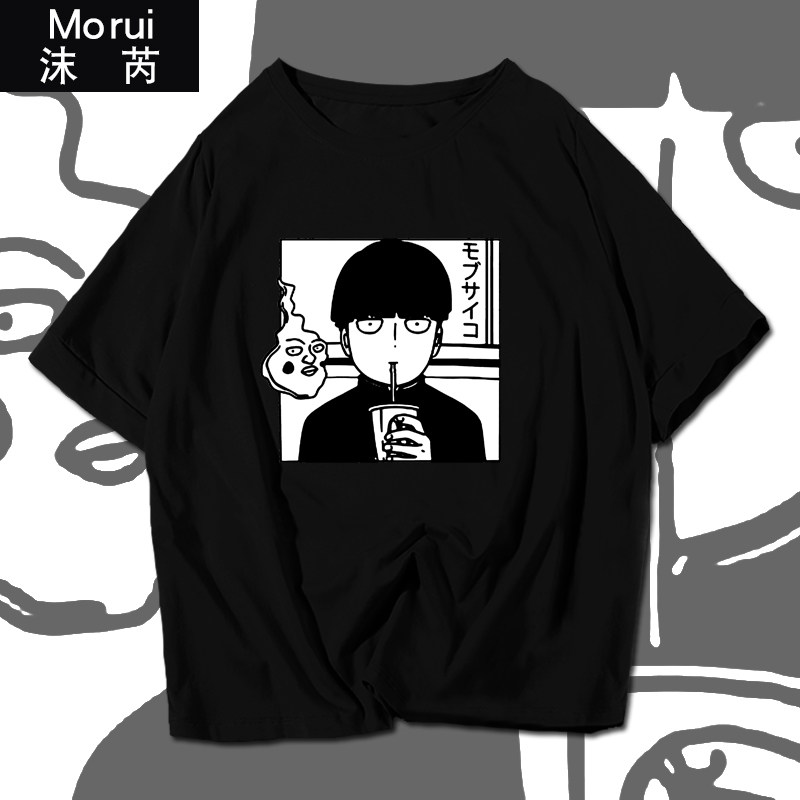 灵能百分百mob路人超能影山茂夫龙套动漫短袖t恤衫男女纯棉半截袖