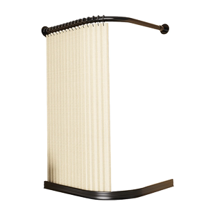 弧形折叠浴帘磁吸浴帘套装L形淋浴房卫生间隔断帘加厚防水浴室帘