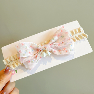 婴儿护囟门发带百天宝宝周岁发饰中国风汉服蝴蝶结小女孩洋气头花