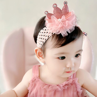 宝宝发带婴儿可爱护囟门头饰幼儿满月百天皇冠头箍新生儿拍照发饰
