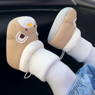 婴儿棉靴0-1岁男女宝宝鞋子加绒加厚保暖学步鞋软底中帮棉鞋防掉9