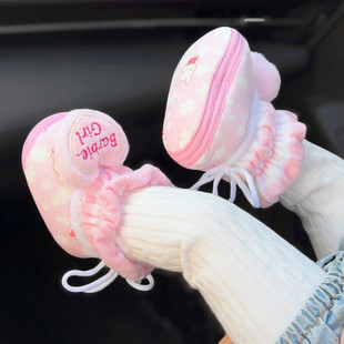 秋冬宝宝棉鞋加绒加厚保暖棉靴袜鞋护脚步前鞋新生婴儿鞋公主软底