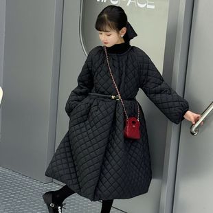 2025冬装新款女童洋气加绒小公主外套厚儿童羽绒棉服中长款超好看