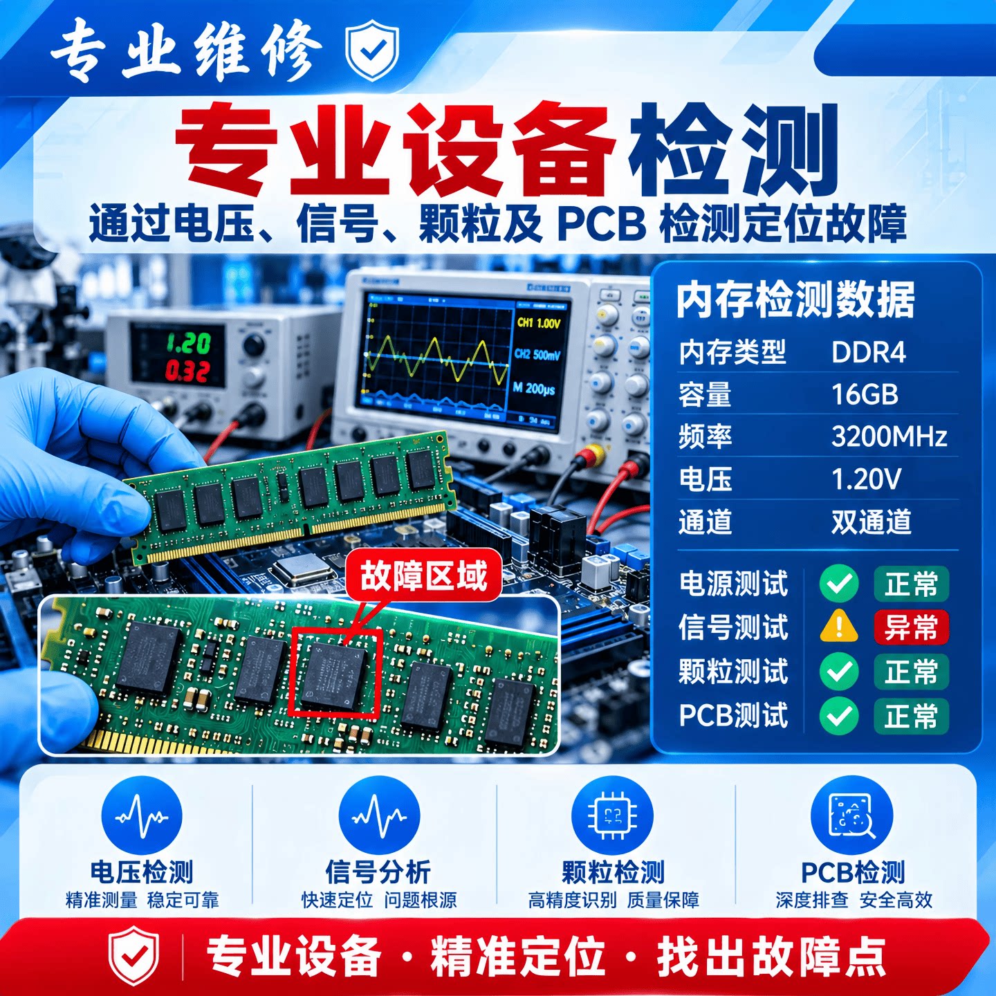 笔记本内存条维修专业维修内存条ddr5/4/3代8g16G32g64g修金手指