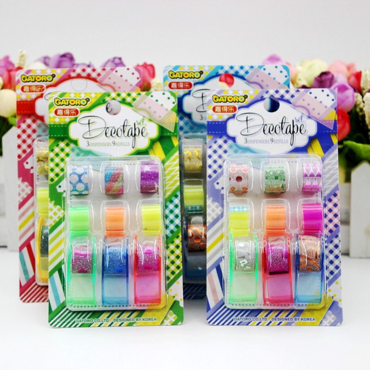 可爱卡通彩色手撕彩色手账小胶带无痕手账胶布胶纸贴纸工具胶带座