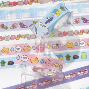 信的恋人 迷你闪砂胶带套装灵感撕撕乐系列自带切割器生活治愈系小标签可爱少女心手绘插画手账素材diy拼贴