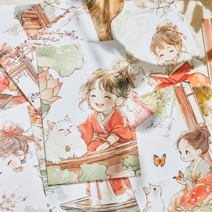 复古风汉服明信片30张无事小神仙系列浪漫国风节日礼物贺卡墙贴装饰卡片离开学季学生手写祝福生日贺卡新年