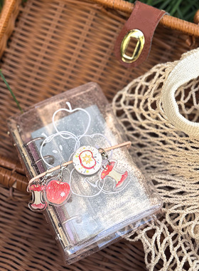 拾光 高颜值mini日记本便携式旅行记事本透明PVC外壳M5DIY活页手账本新的一天系列三折多功能学生用笔记本