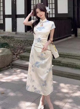 有里布小个子国风立领盘扣旗袍女2026春秋新中式显瘦连衣裙D4812