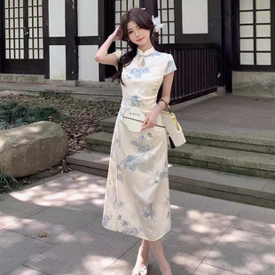 有里布小个子国风立领盘扣旗袍女2026春秋新中式显瘦连衣裙D4812