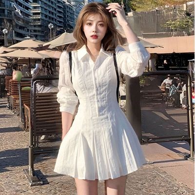 有里布连衣裙法式收腰设计感百褶衬衫裙子女秋季2025新款D0301