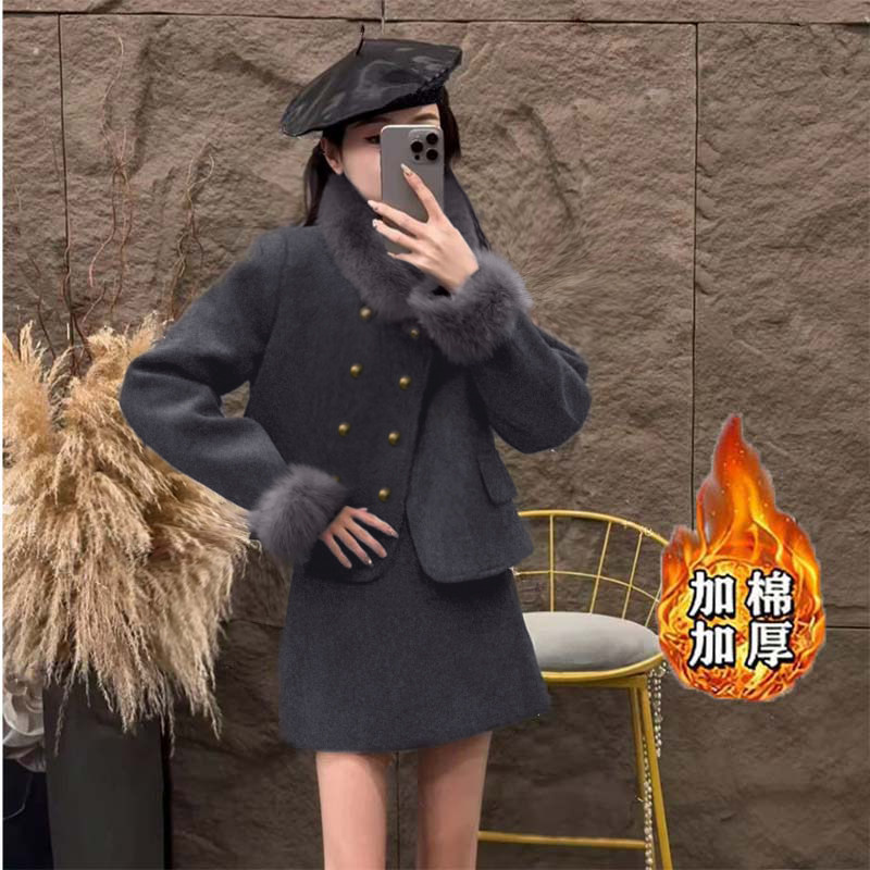 【加棉加厚】【两件套】轻奢名媛风套装外套半身裙套装TX0324,女装/女士精品,时尚套装,淘宝优惠券,粉丝福利购,淘宝优惠卷