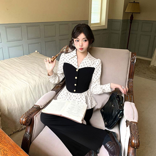 miu系千金风波点衬衫女2026春秋新款穿搭气质裤套装两件套D4720