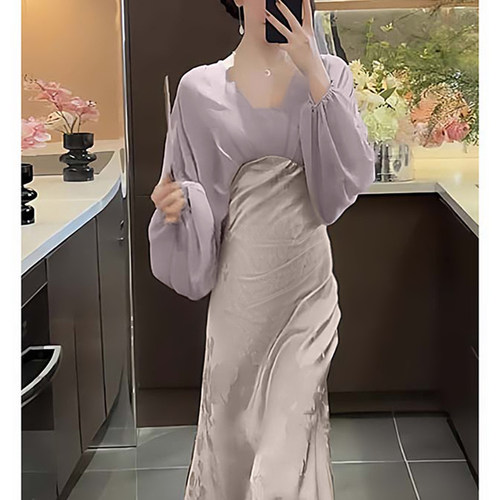 新中式国风假两件连衣裙女高级感显瘦优雅气质长裙TX0018