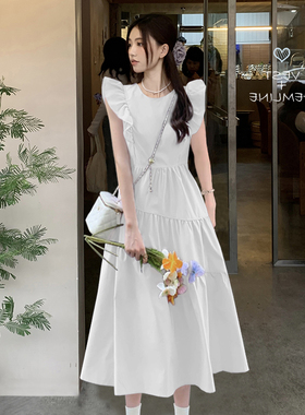 有里布小飞袖风连衣裙2025年女法式气质显瘦高级感小个子长裙1300