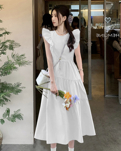 有里布小飞袖风连衣裙2026年女法式气质显瘦高级感小个子长裙1300