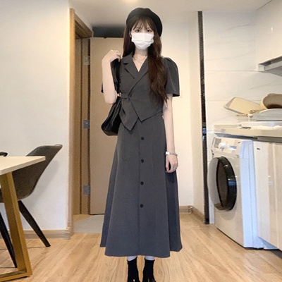 梨型穿搭一整套女装连衣裙2025夏季新款法式气质收腰显瘦长裙1293