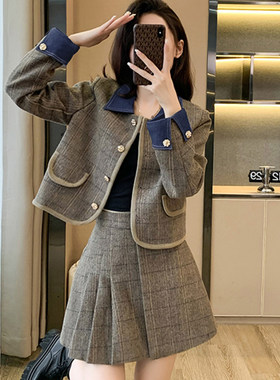 2026春新款小香风短外套学院风减龄少女高级套装裙两件套2311