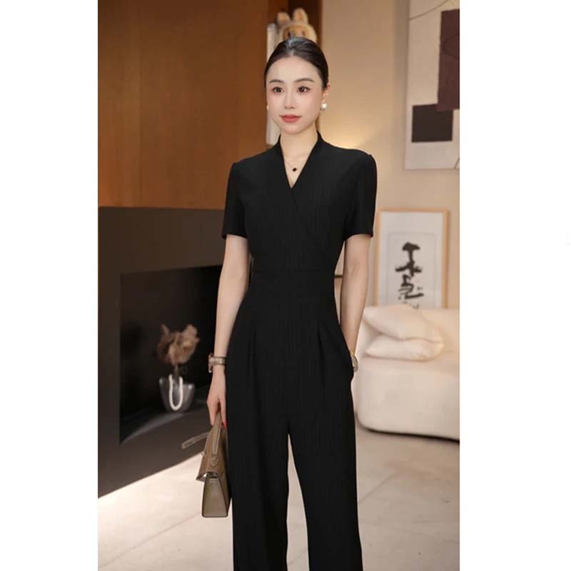 2026夏季新款气质轻奢连体裤显瘦修身时尚高腰阔腿休闲裤女D6910