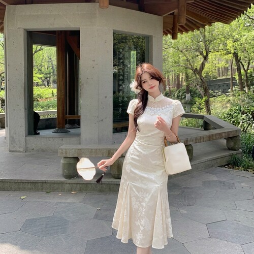 2026夏季新款女复古新中式国风旗袍裙子名媛气质收腰连衣裙D5781