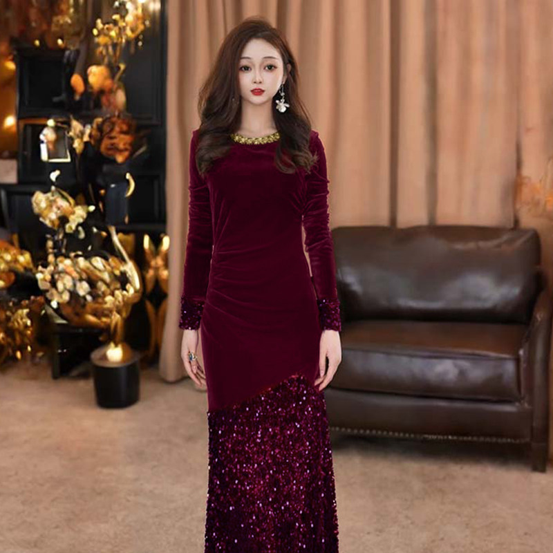 【有里布】优雅法式长裙丝绒连衣裙秋冬裙收腰百搭裙子JT0318,女装/女士精品,连衣裙,淘宝优惠券,粉丝福利购,淘宝优惠卷